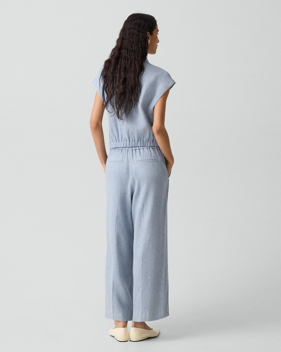 Classic Straight Pull-On Pant in Fluid Linen