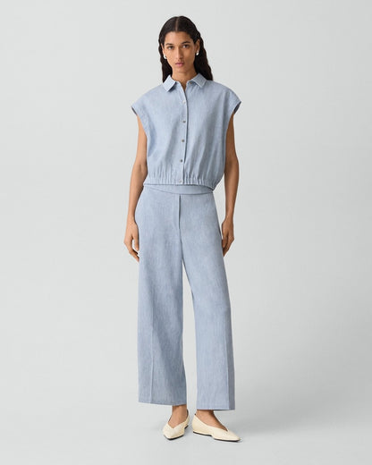 Classic Straight Pull-On Pant in Fluid Linen