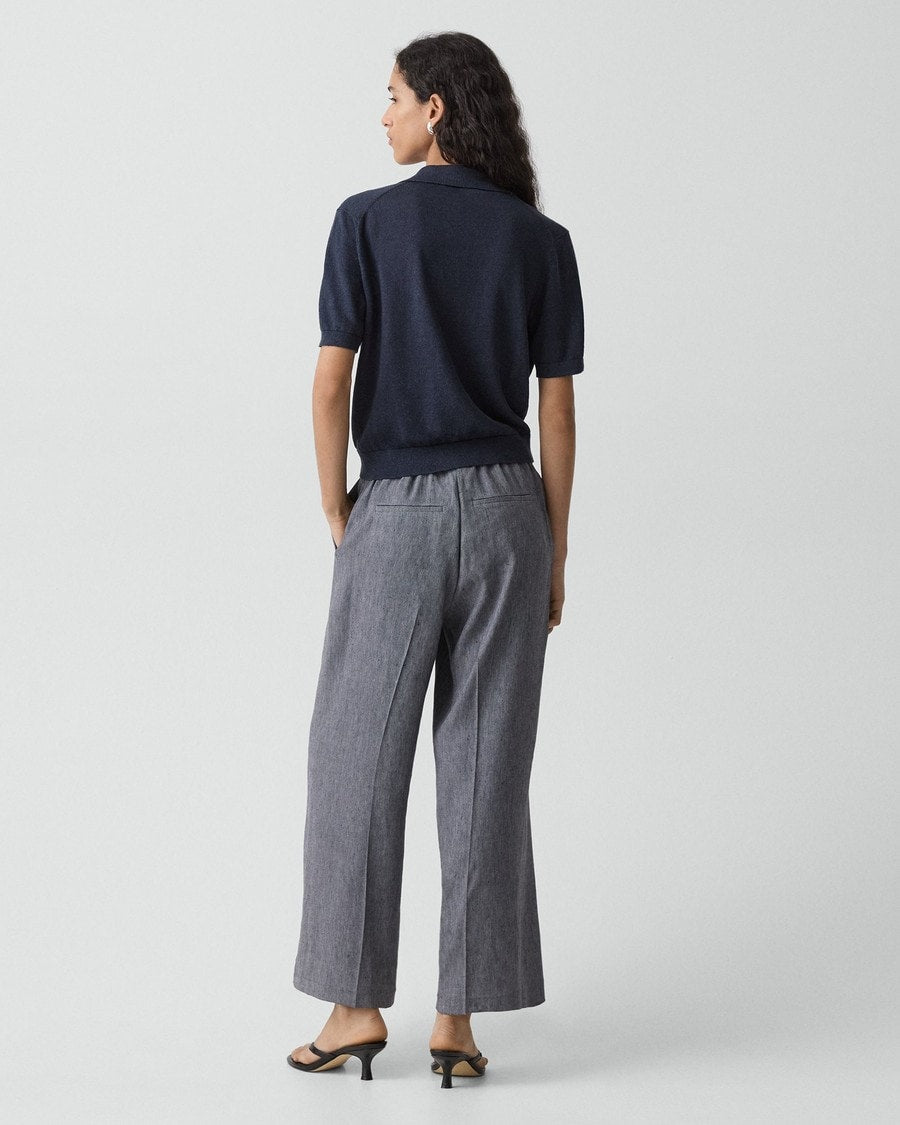 Classic Straight Pull-On Pant in Fluid Linen