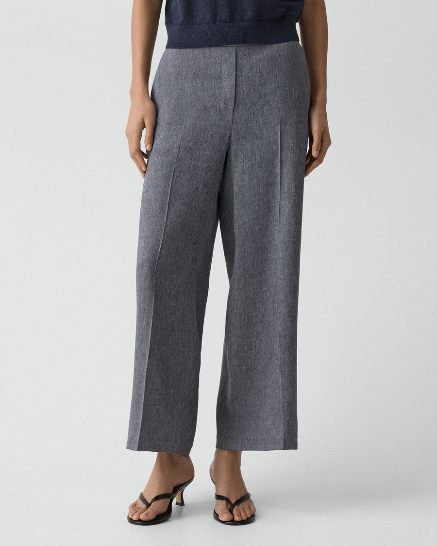 Classic Straight Pull-On Pant in Fluid Linen