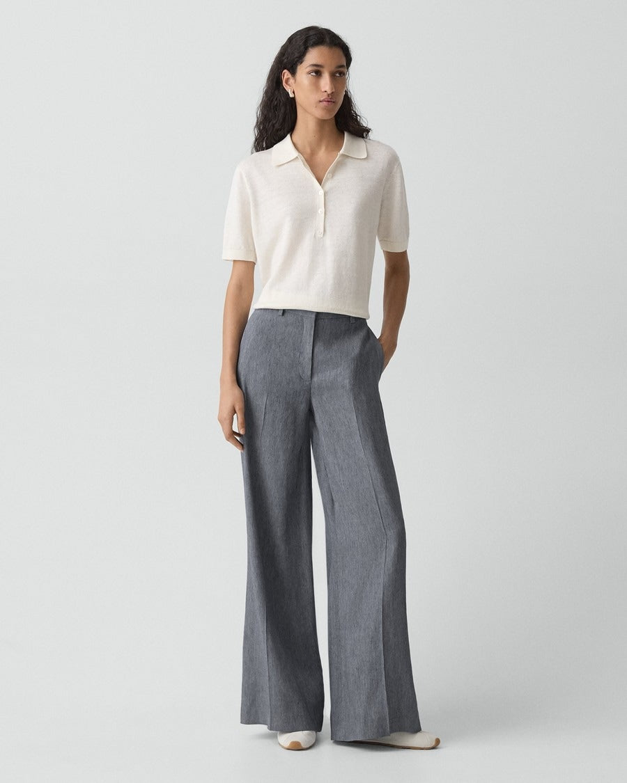 Wide-Leg Pant in Fluid Linen