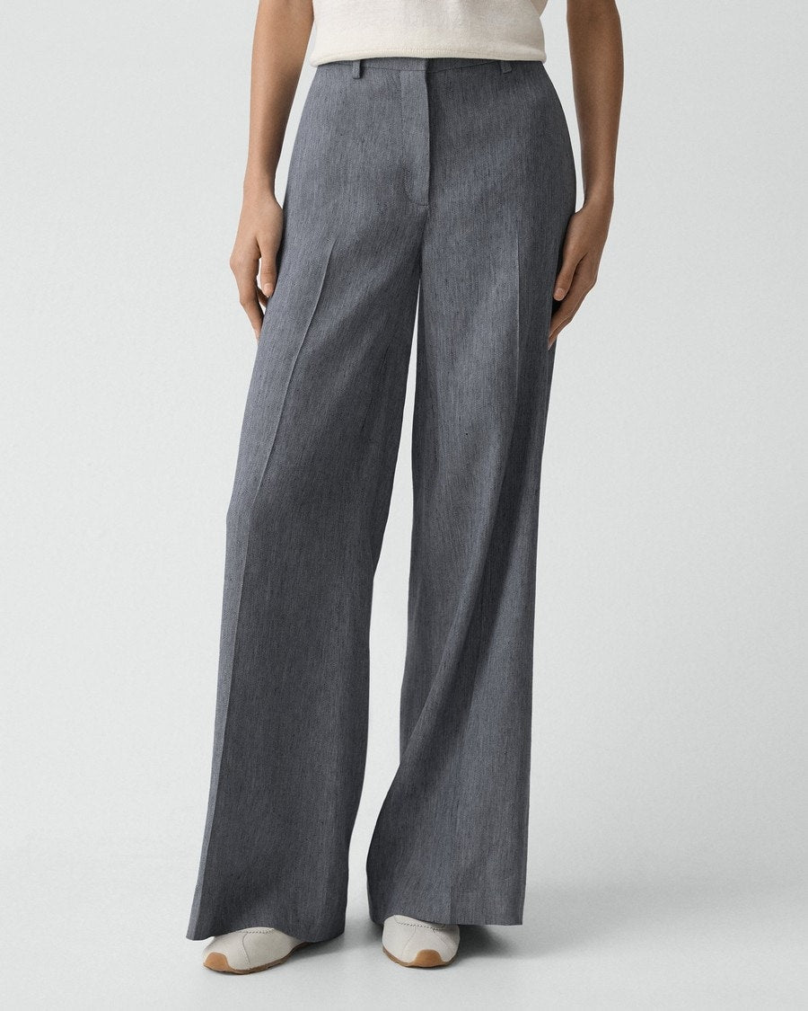 Wide-Leg Pant in Fluid Linen