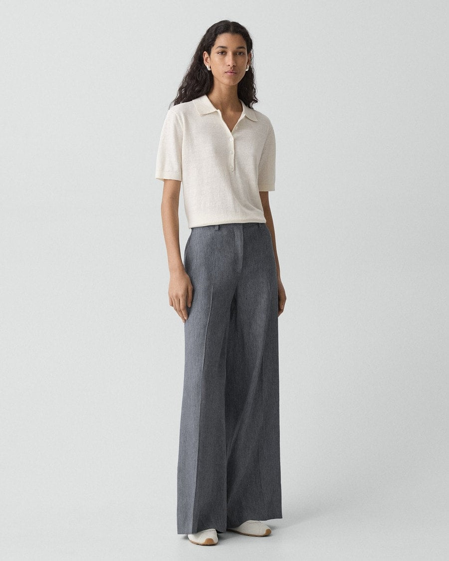 Wide-Leg Pant in Fluid Linen