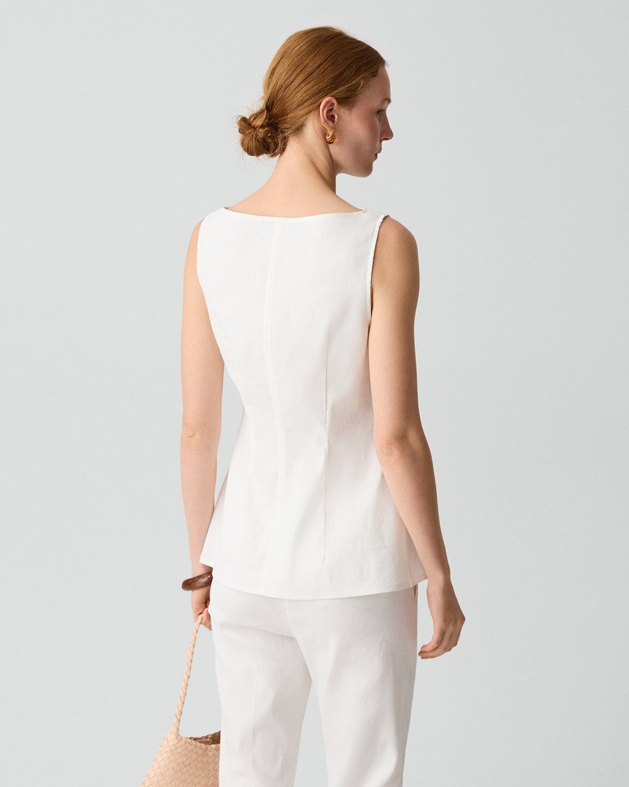 Boatneck Cutaway Top in Good Linen