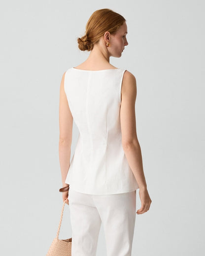 Boatneck Cutaway Top in Good Linen