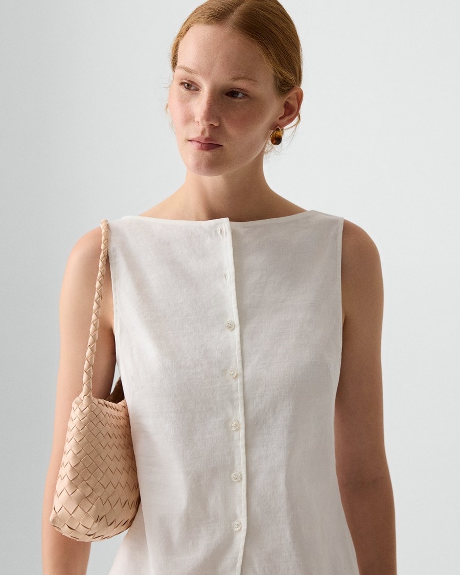 Boatneck Cutaway Top in Good Linen