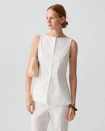 Boatneck Cutaway Top in Good Linen