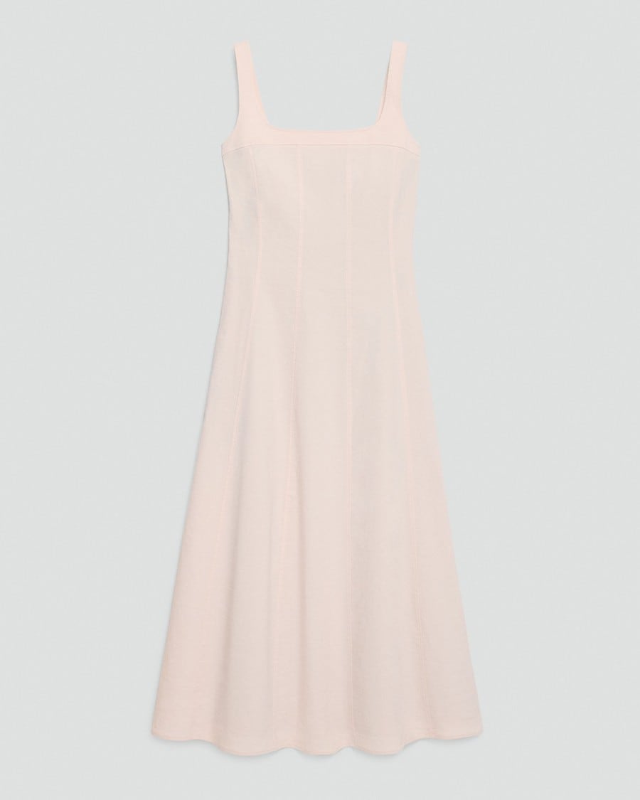 Seamed Square Neck Dress in Good Linen