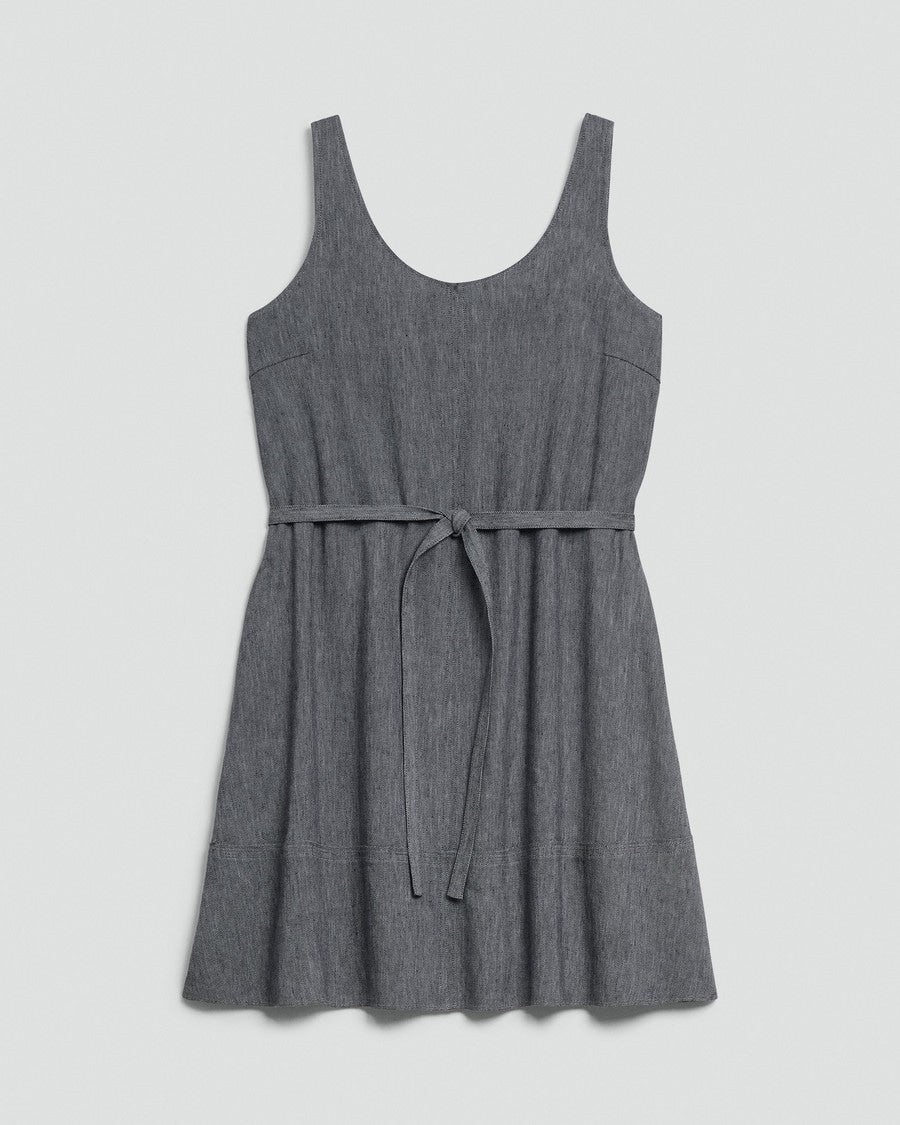Fit-and-Flare Tank Dress in Fluid Linen