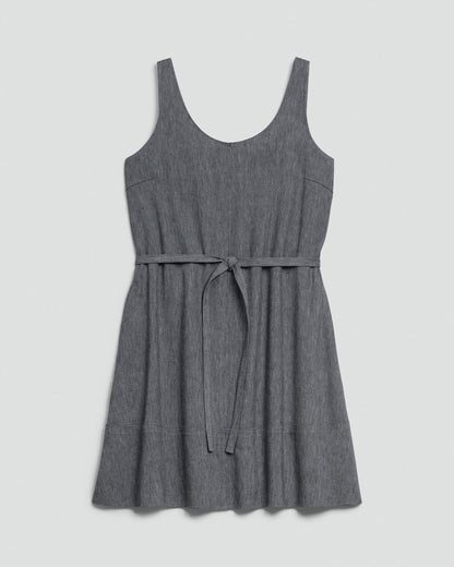 Fit-and-Flare Tank Dress in Fluid Linen