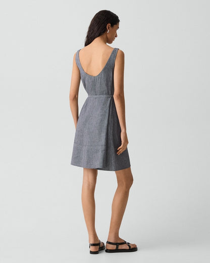 Fit-and-Flare Tank Dress in Fluid Linen