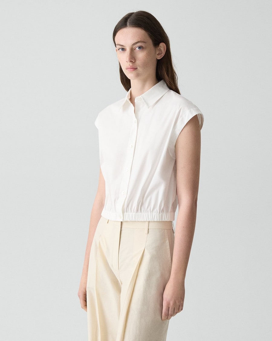 Cap-Sleeve Shirt in Good Poplin