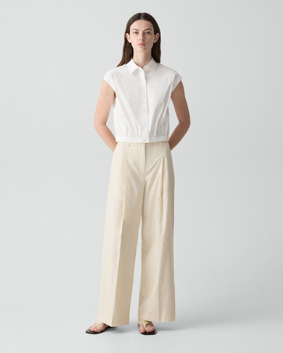 Cap-Sleeve Shirt in Good Poplin