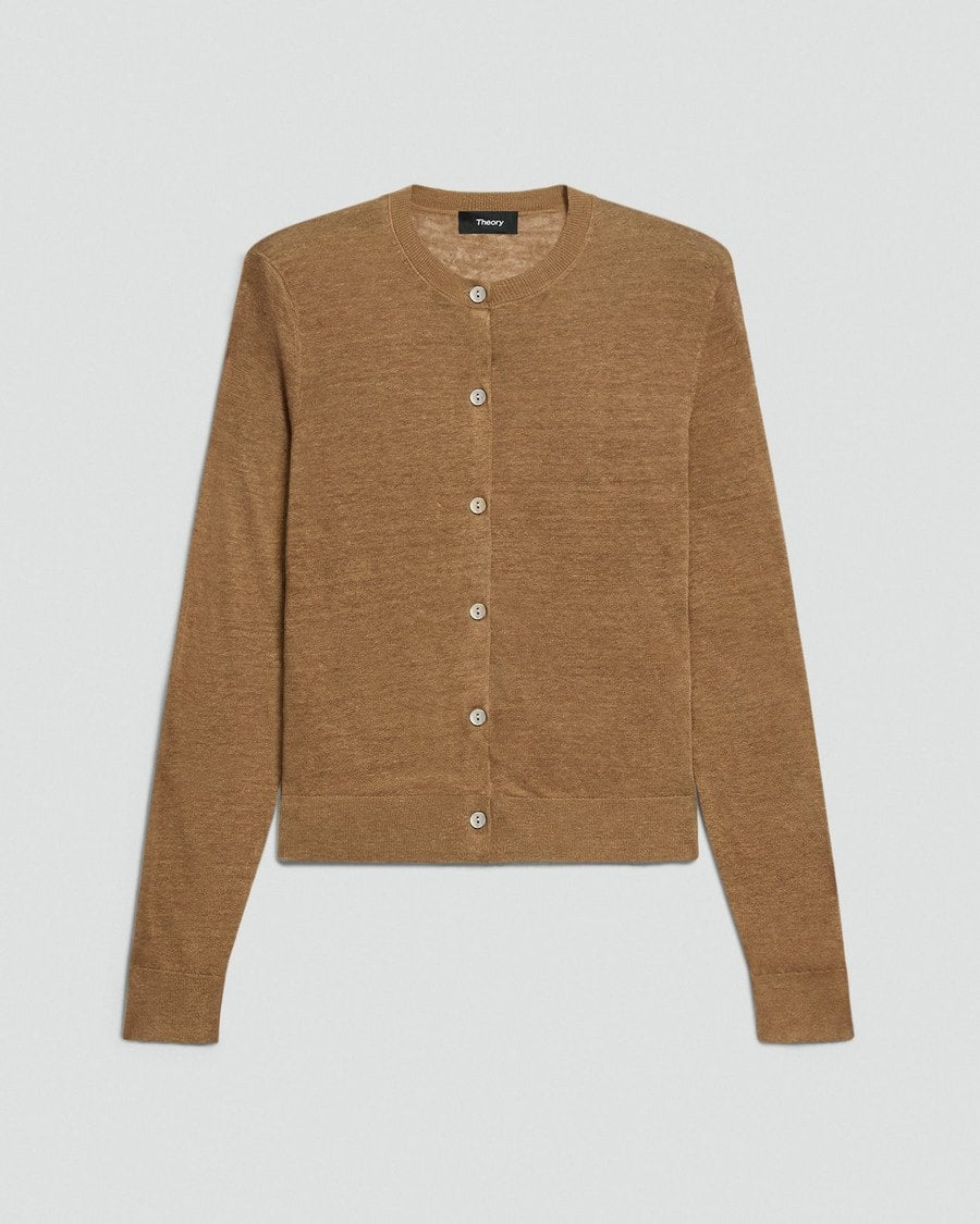 Crewneck Cardigan in Linen Knit