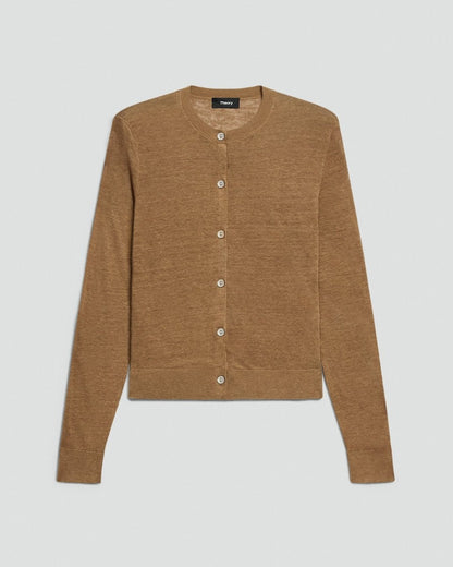 Crewneck Cardigan in Linen Knit