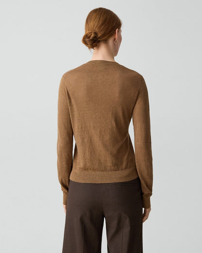 Crewneck Cardigan in Linen Knit