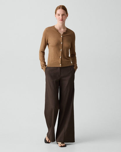Crewneck Cardigan in Linen Knit