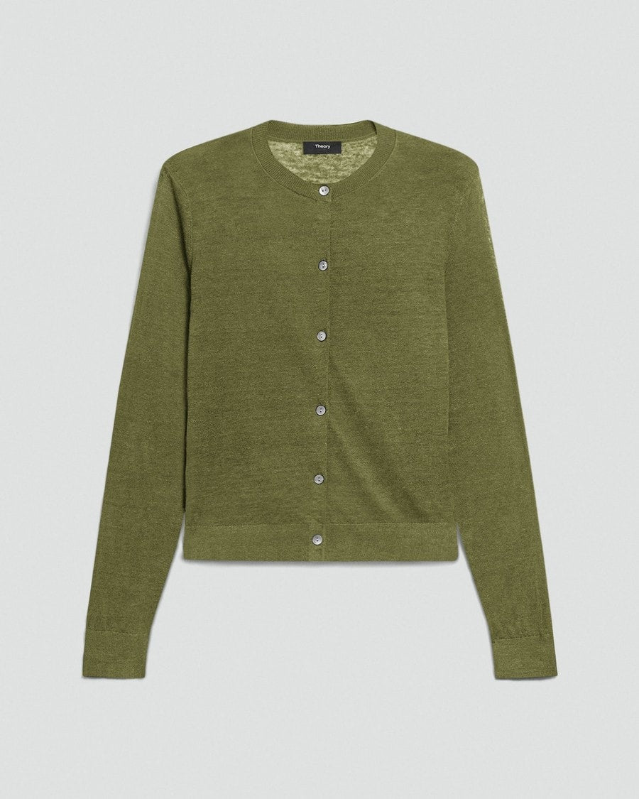 Crewneck Cardigan in Linen Knit