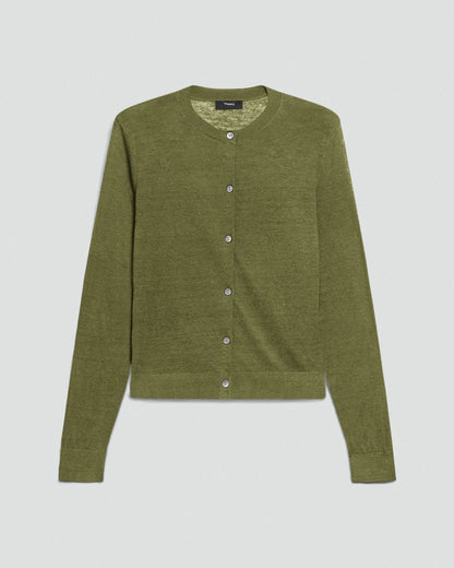 Crewneck Cardigan in Linen Knit