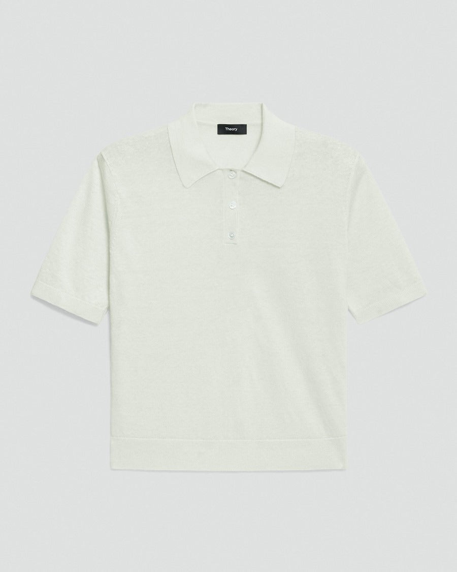 Sheer Polo Shirt in Linen Knit