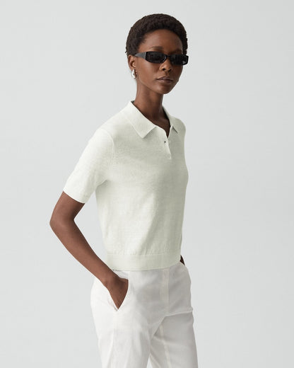 Sheer Polo Shirt in Linen Knit
