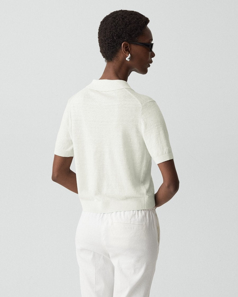 Sheer Polo Shirt in Linen Knit