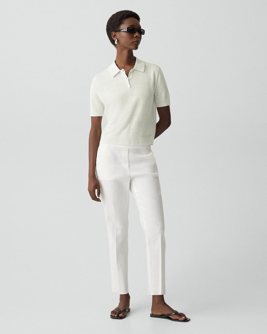 Sheer Polo Shirt in Linen Knit