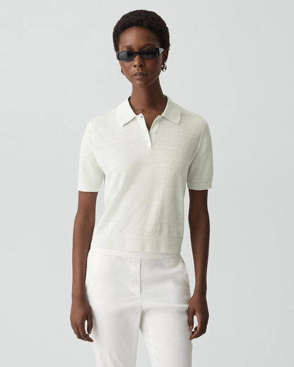 Sheer Polo Shirt in Linen Knit