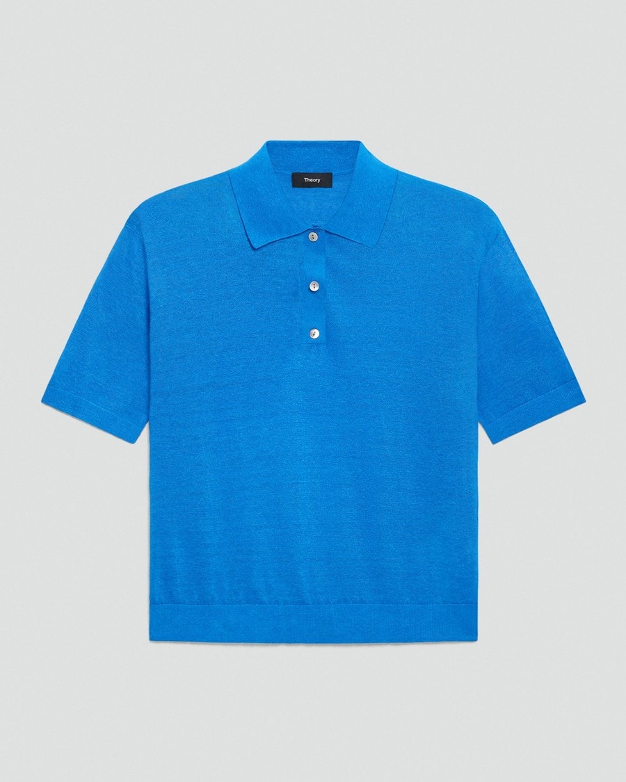 Sheer Polo Shirt in Linen Knit