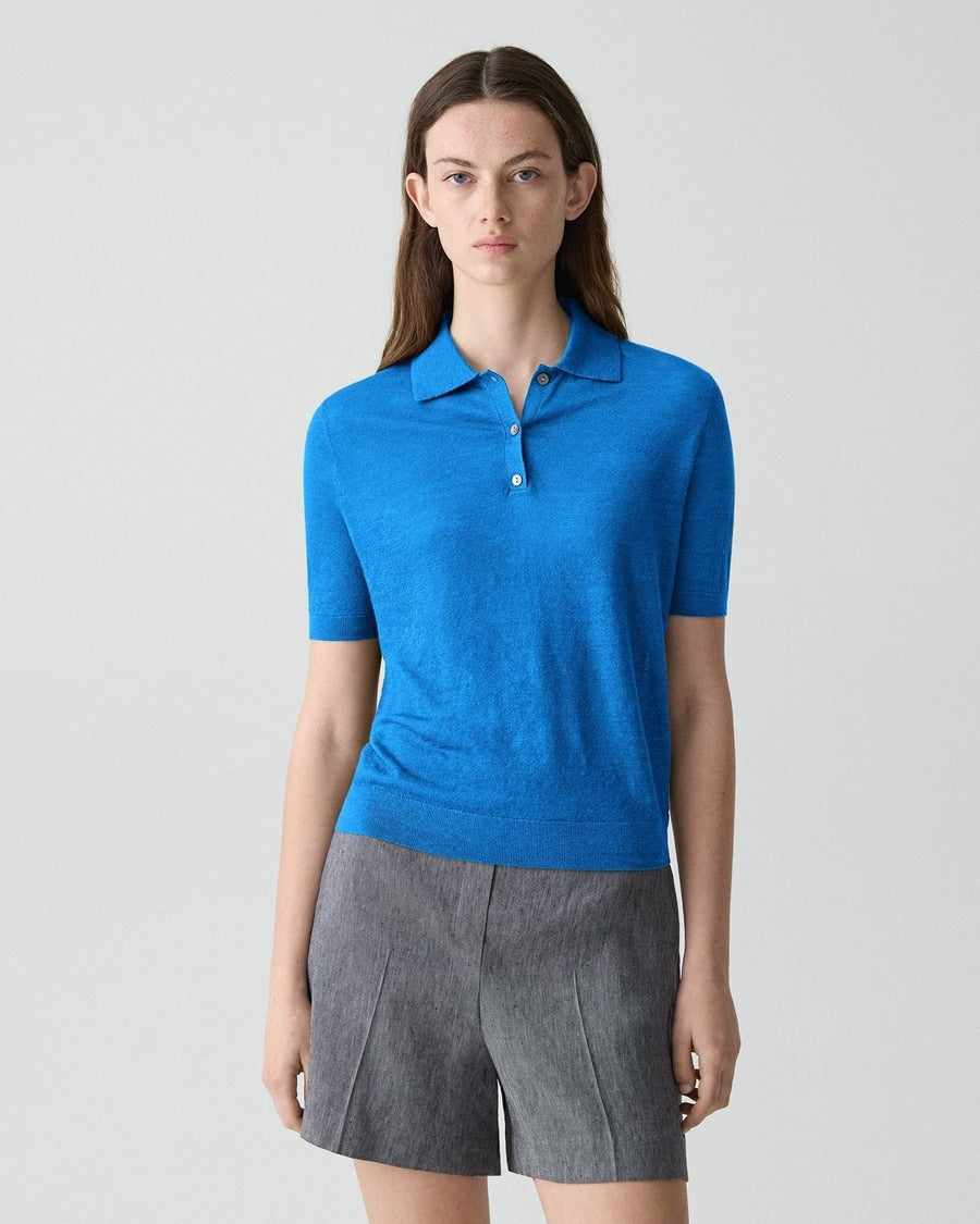Sheer Polo Shirt in Linen Knit