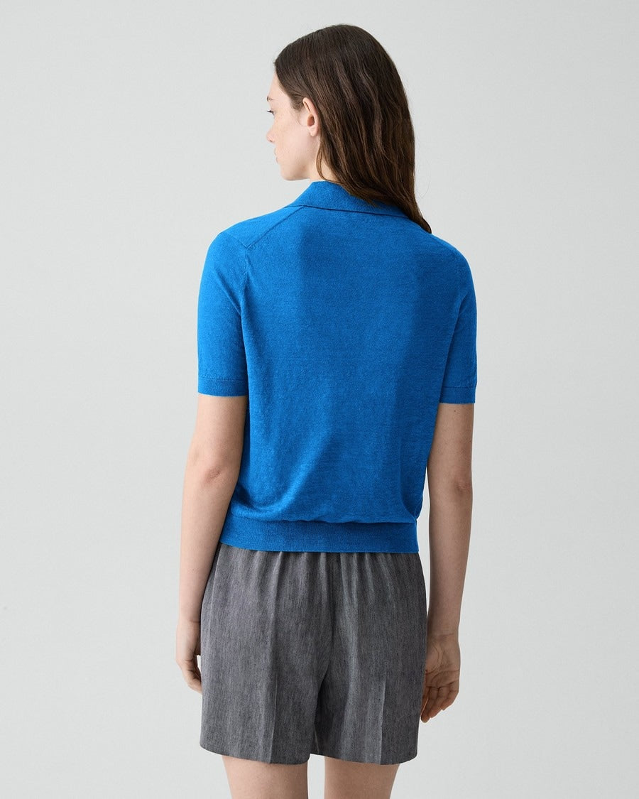 Sheer Polo Shirt in Linen Knit