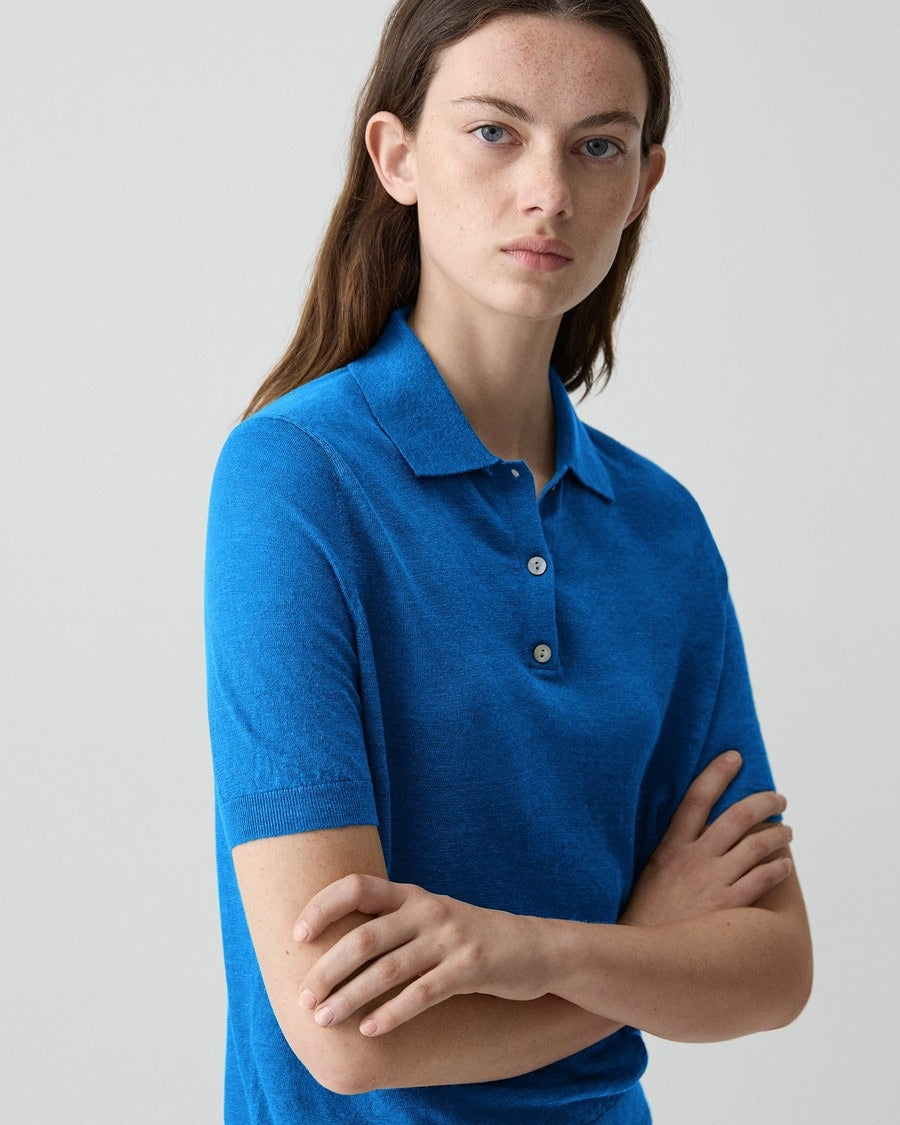 Sheer Polo Shirt in Linen Knit