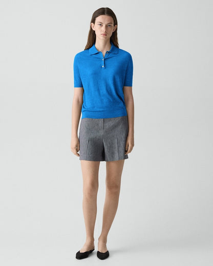 Sheer Polo Shirt in Linen Knit