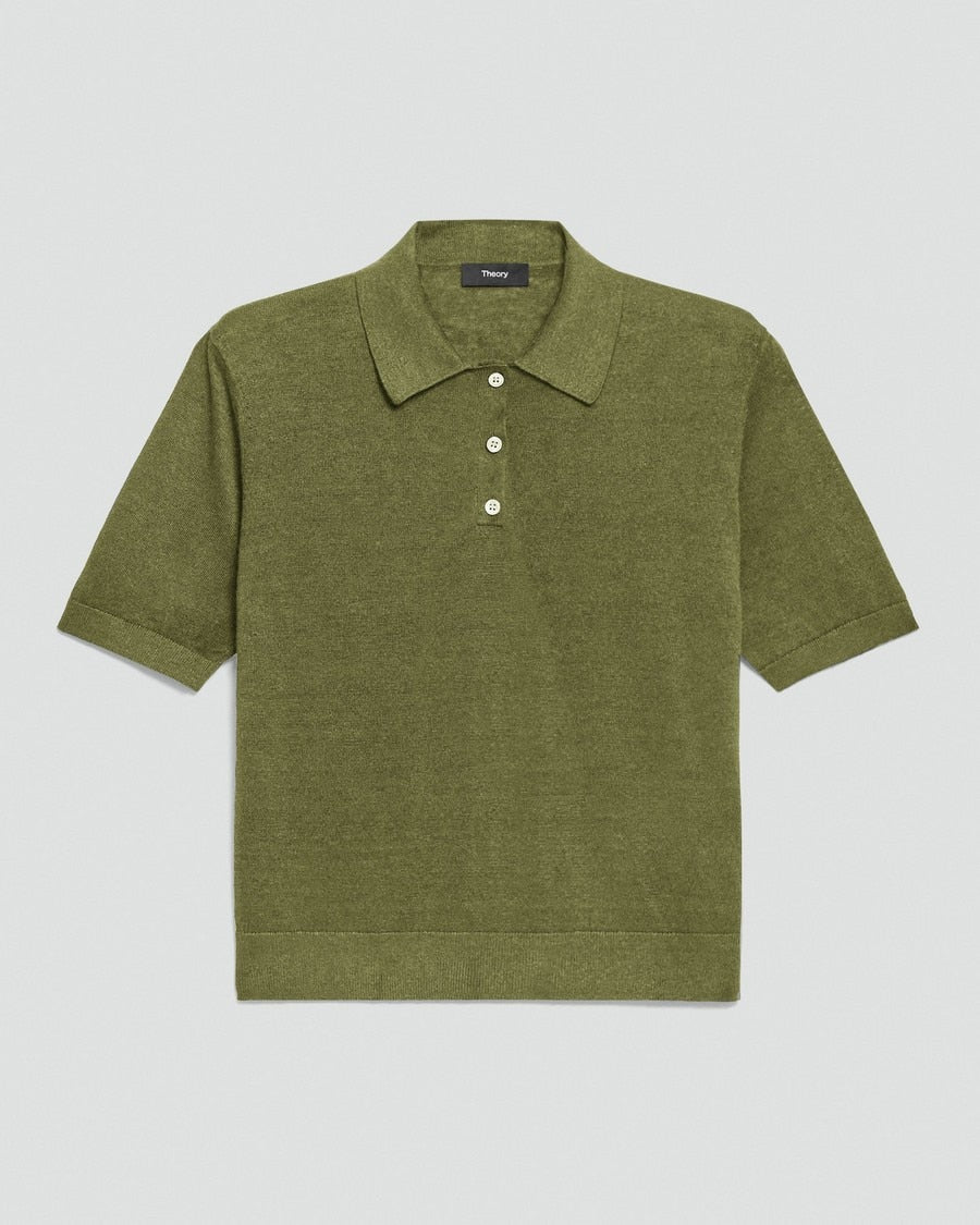 Sheer Polo Shirt in Linen Knit
