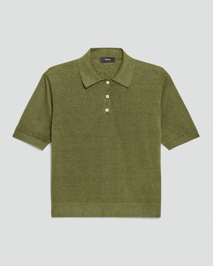 Sheer Polo Shirt in Linen Knit