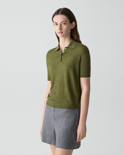 Sheer Polo Shirt in Linen Knit