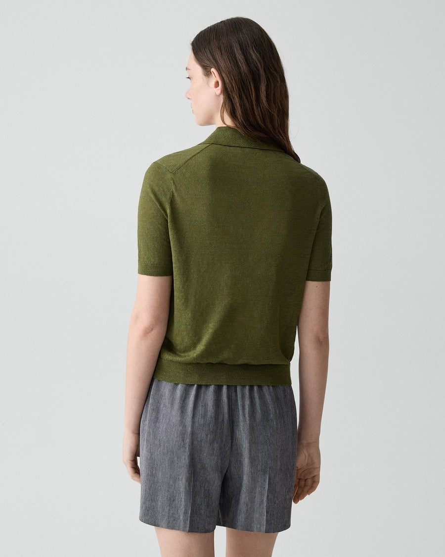 Sheer Polo Shirt in Linen Knit