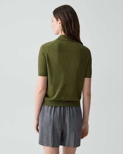 Sheer Polo Shirt in Linen Knit