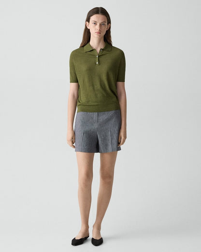 Sheer Polo Shirt in Linen Knit
