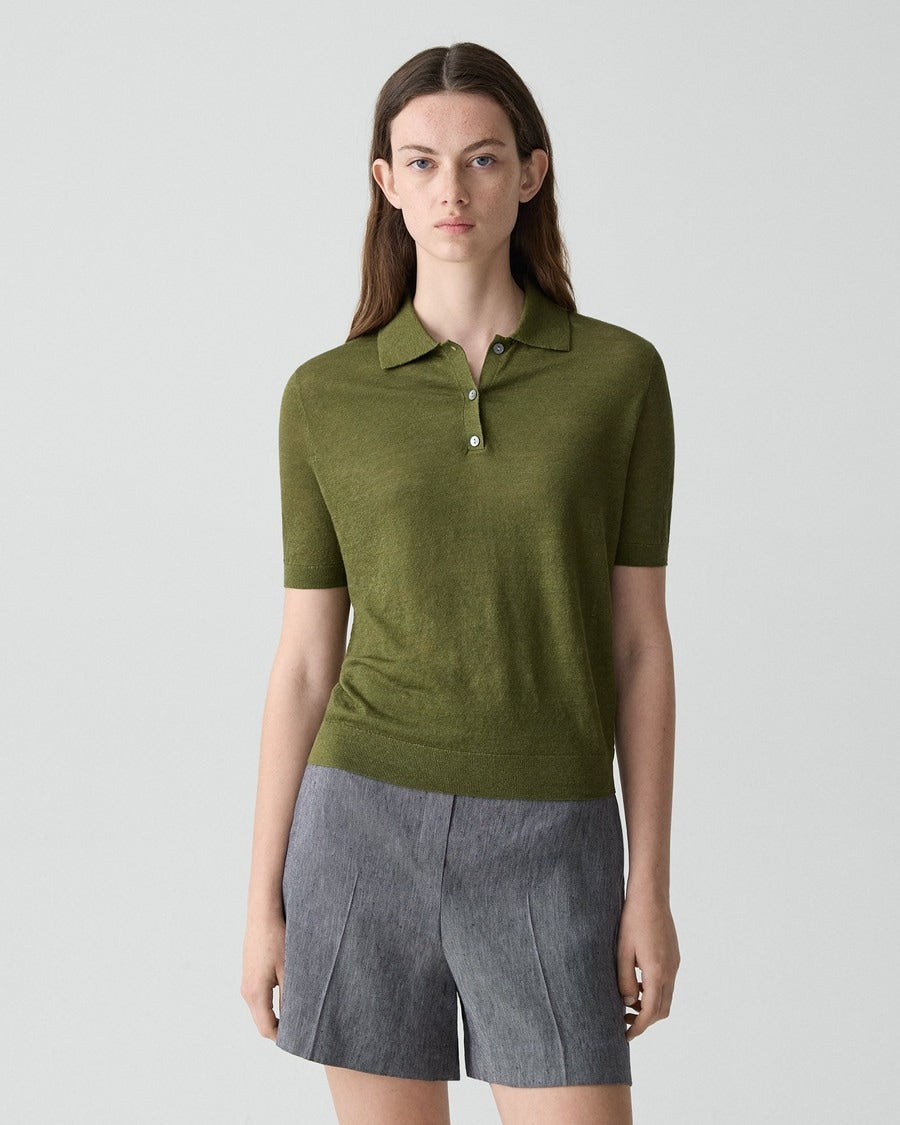 Sheer Polo Shirt in Linen Knit