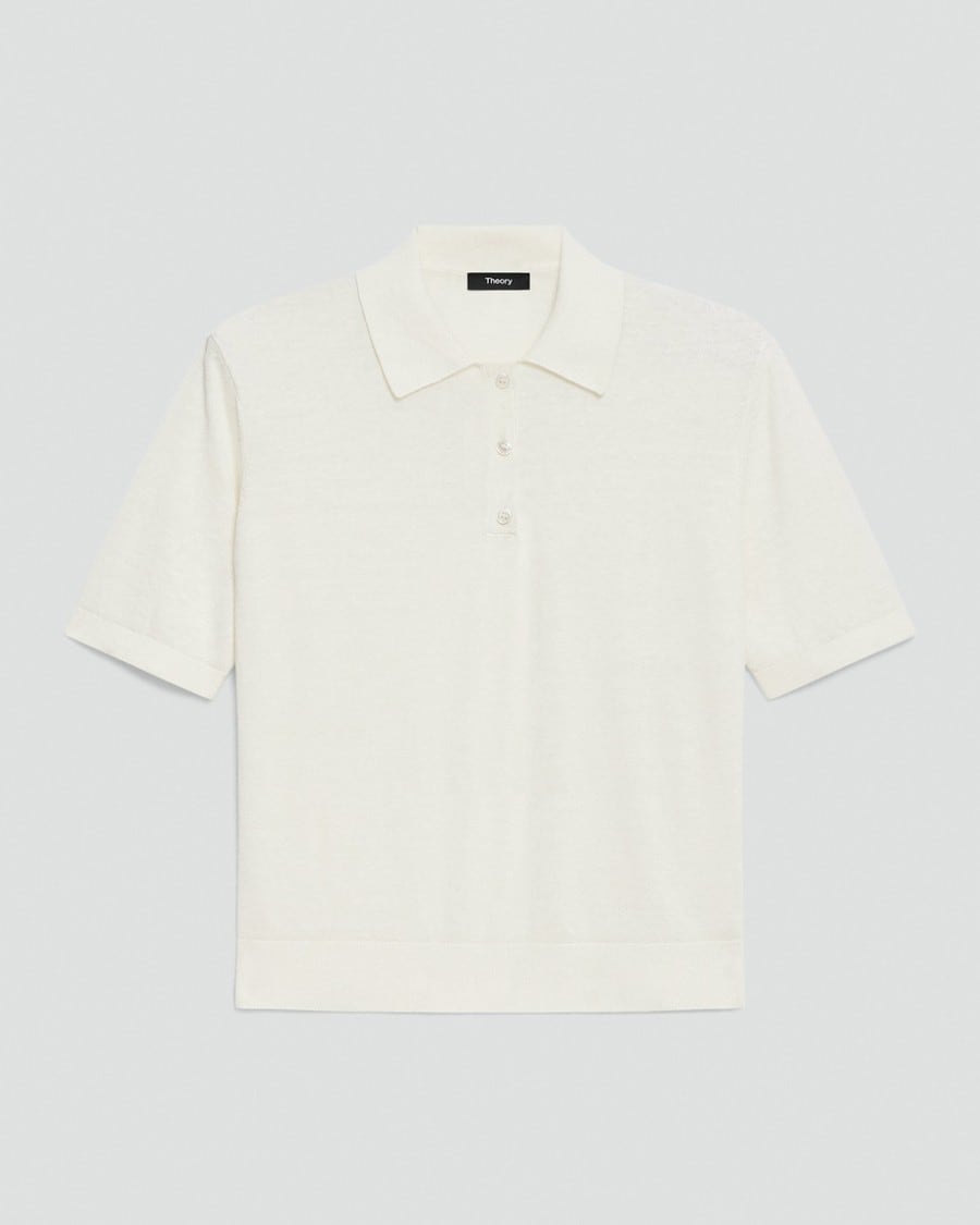 Sheer Polo Shirt in Linen Knit