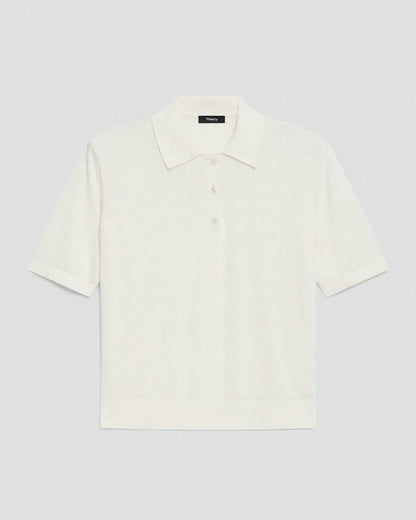 Sheer Polo Shirt in Linen Knit