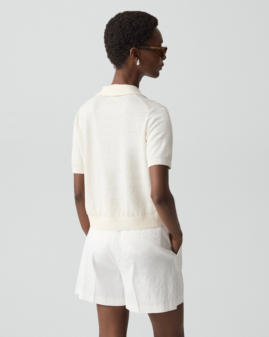 Sheer Polo Shirt in Linen Knit