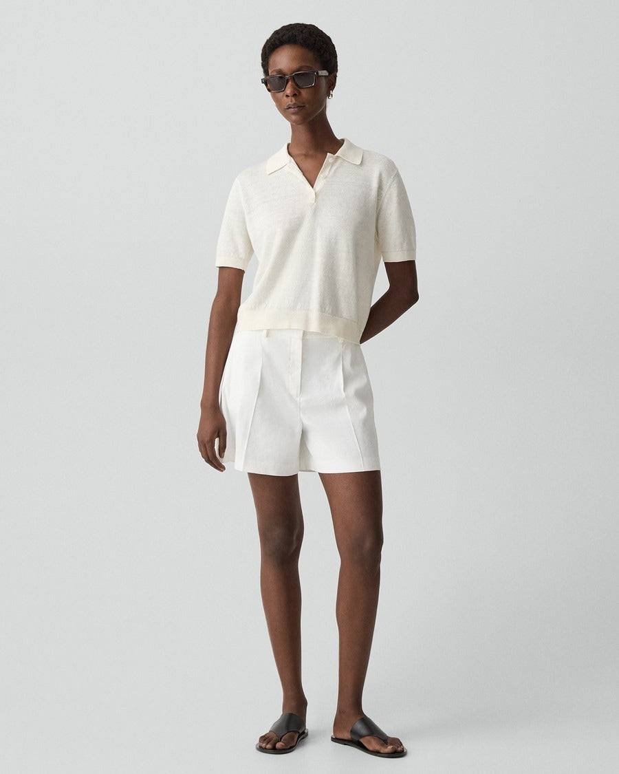 Sheer Polo Shirt in Linen Knit