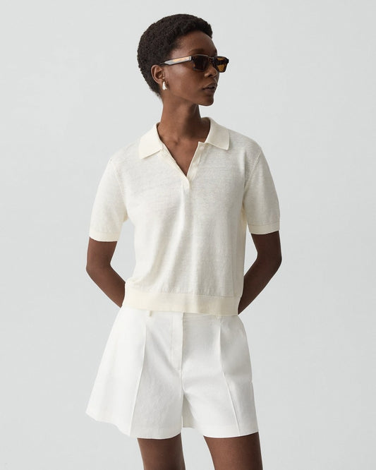 Sheer Polo Shirt in Linen Knit