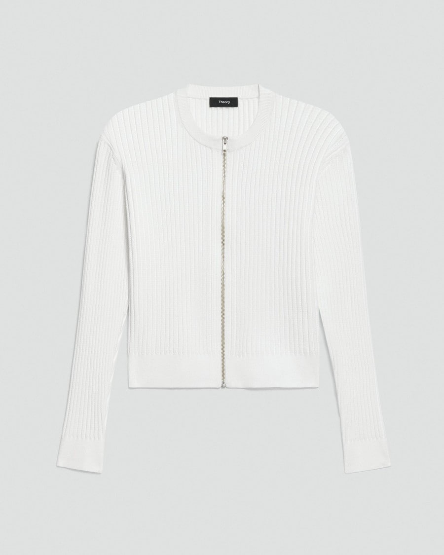 Pointelle Cardigan in Crepe Knit