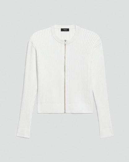 Pointelle Cardigan in Crepe Knit