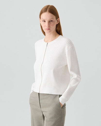Pointelle Cardigan in Crepe Knit