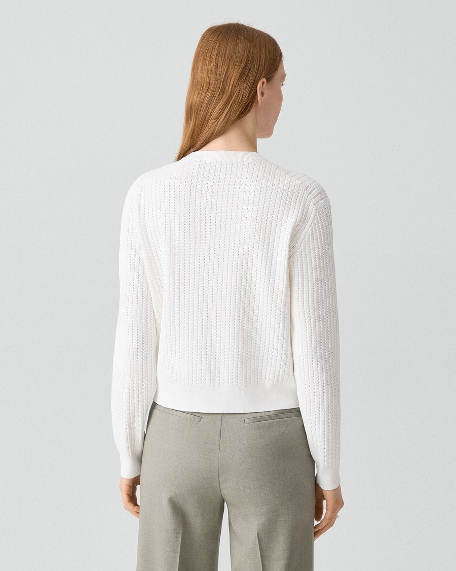 Pointelle Cardigan in Crepe Knit