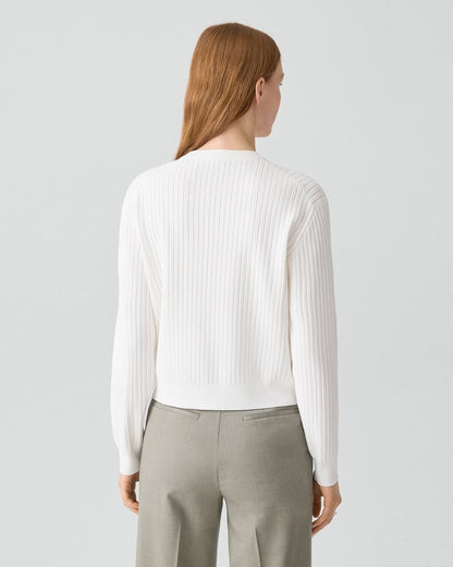 Pointelle Cardigan in Crepe Knit